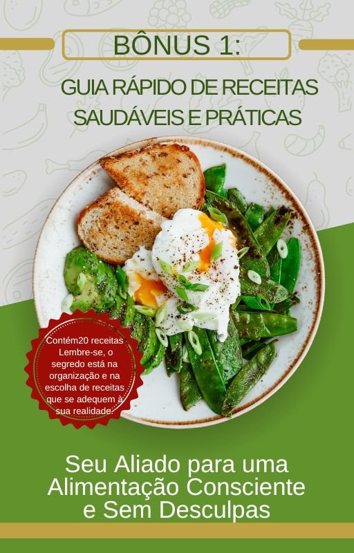 Capa ebook simples comida saudável tons verde amarelo e branco